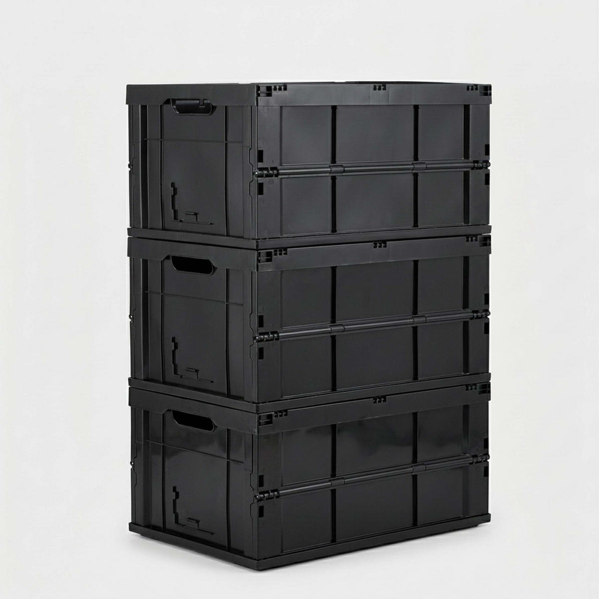 KLAPPBOX Schwarz stabil faltbar Polypropylen 60 l - Schwarz, Kunststoff (58.5/31.5/40cm) - Relaxdays