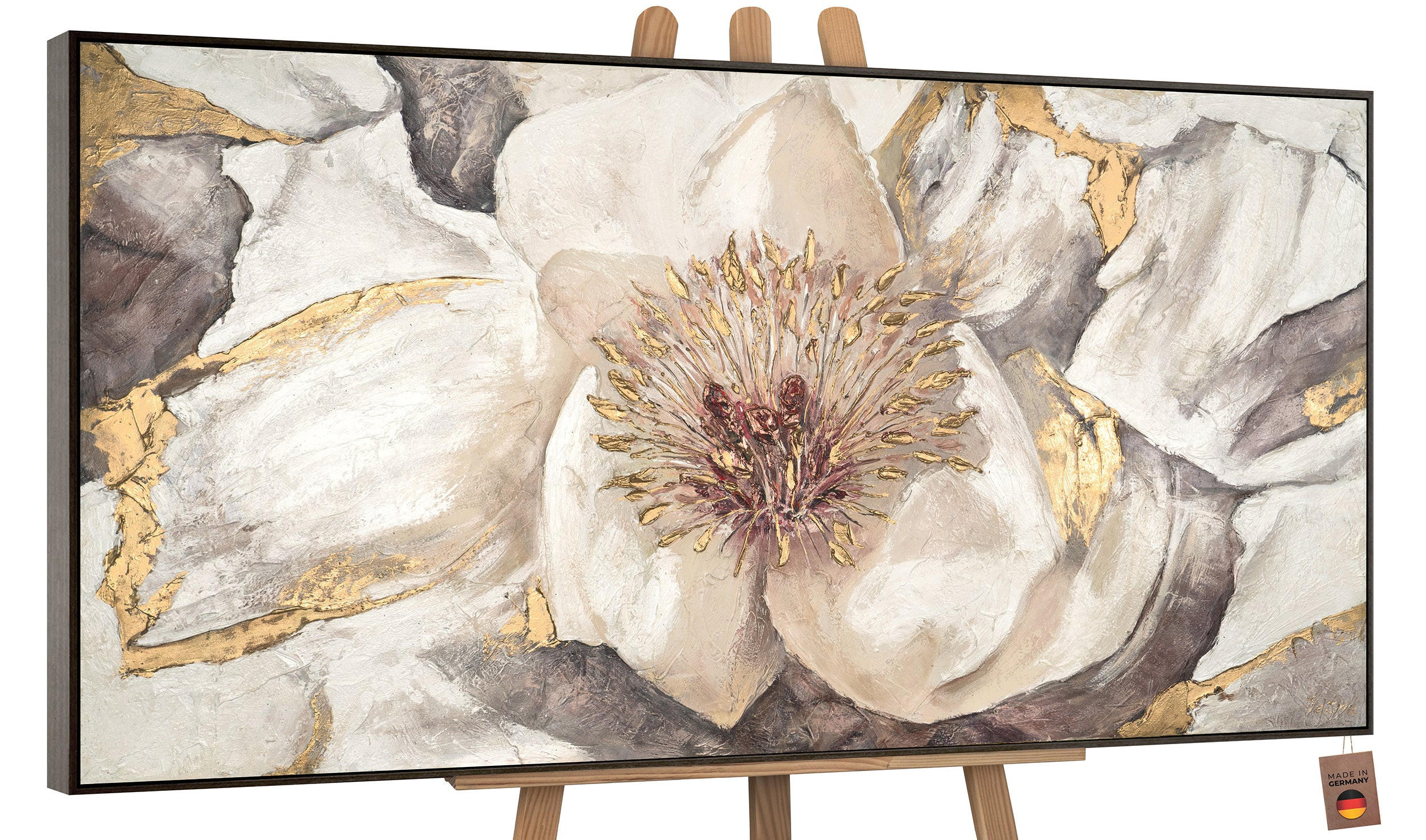 GEMÄLDE Malve Schattenfugenrahmen Grau 200x100 cm - Grau, Holz (200/100cm) - YS-art gallery