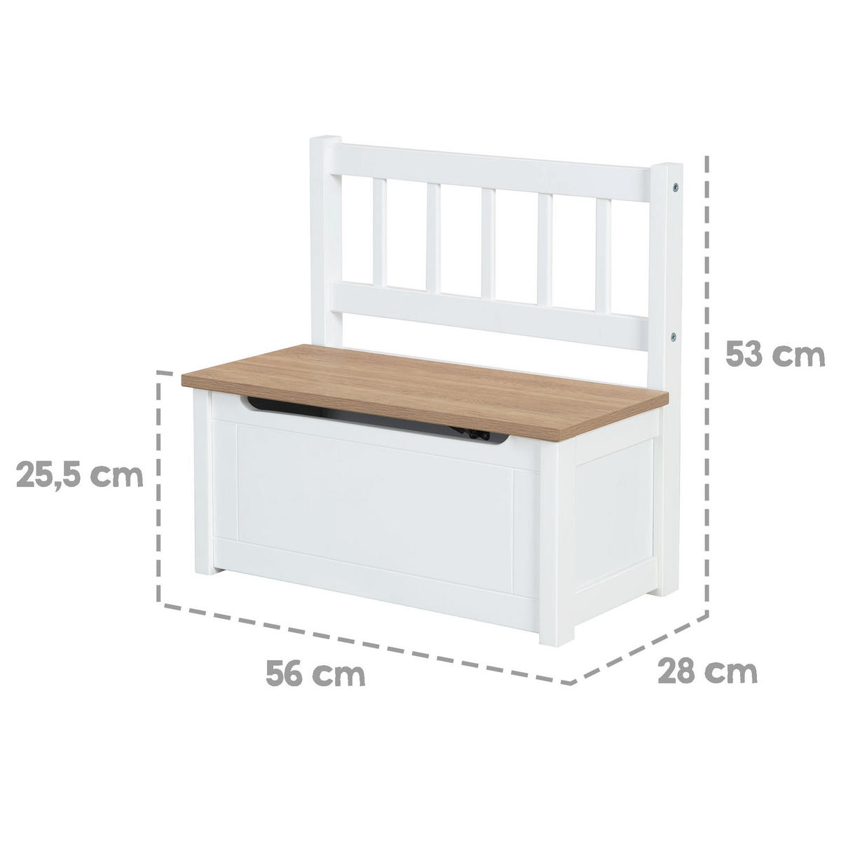 KINDERTRUHENBANK Woody natur / weiß - Weiß, Holzwerkstoff (56/53/28cm) - Roba
