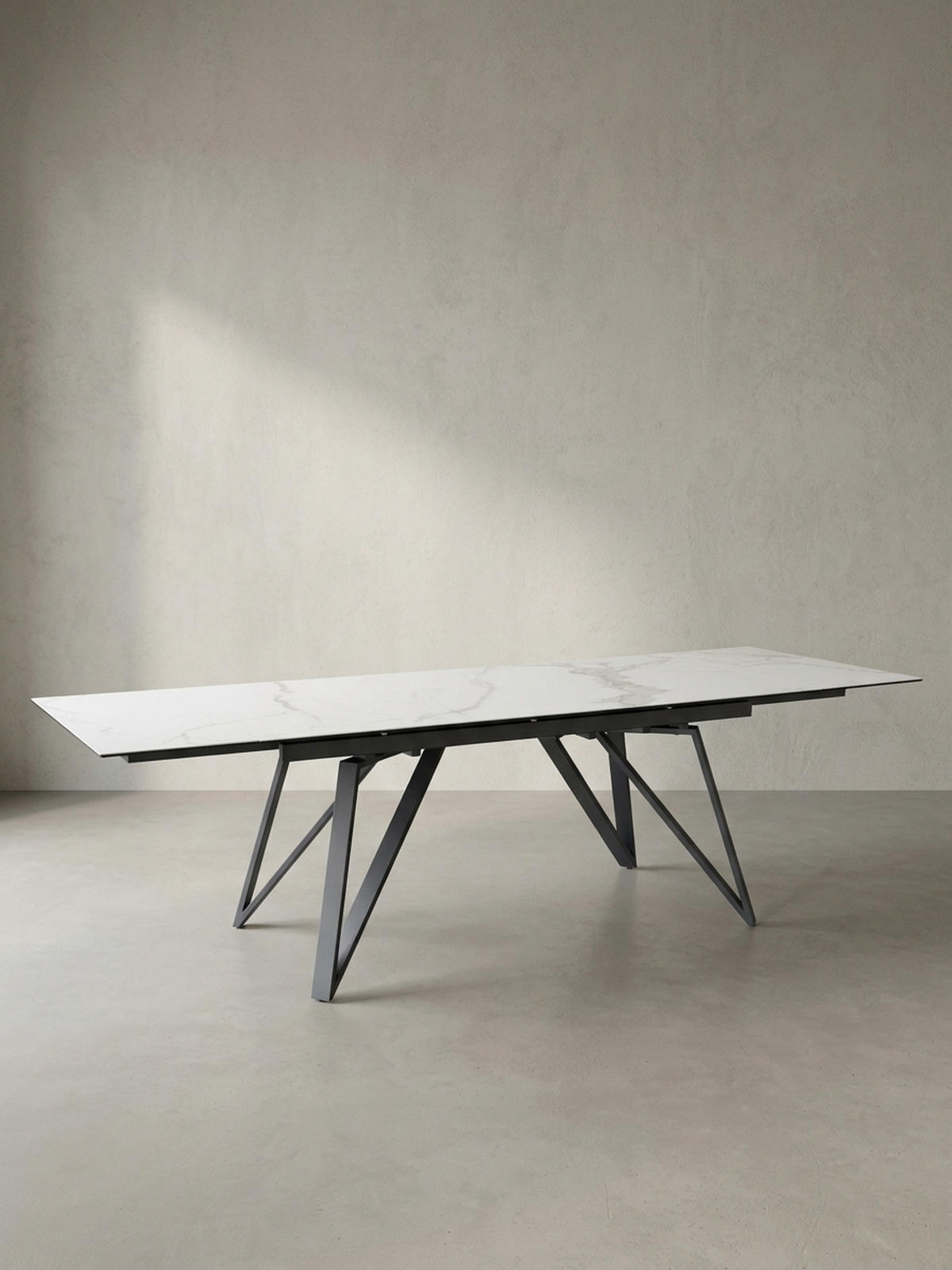 ESSTISCH Ausziehbar Keramik Glas Marmoroptik Rechteckig Groß, Weiß 180x95x76 cm - Schwarz/Weiß, Keramik/Metall (95/180/76cm) - KADIMA DESIGN