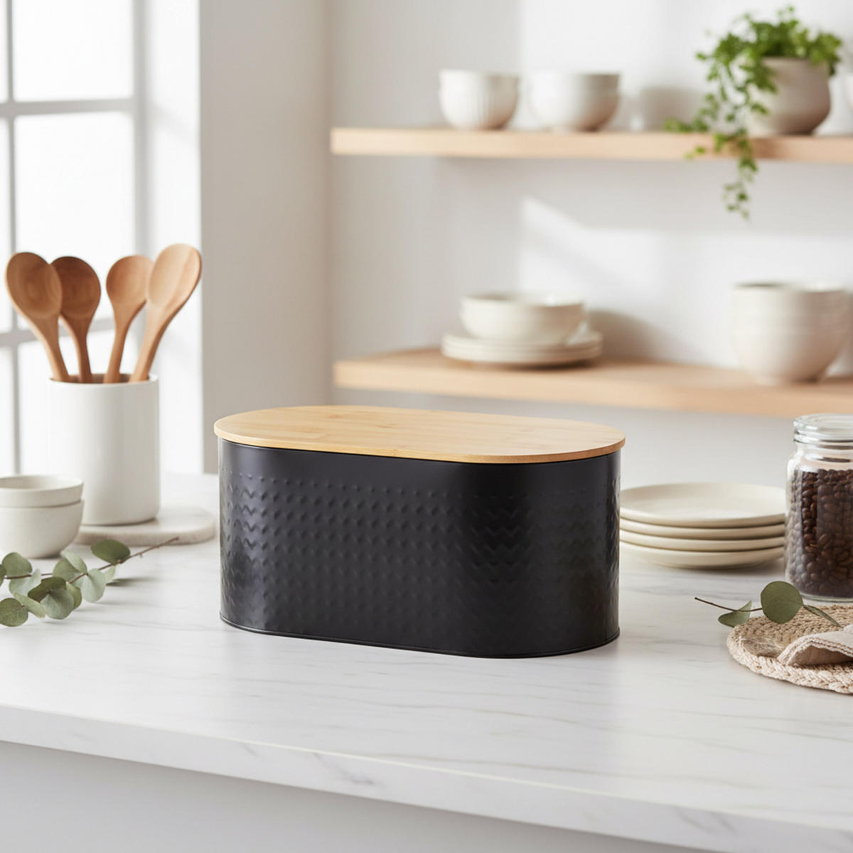 CHLEBÍK - viacfarebná, kov/drevo (34/15.5/18.5cm) - Relaxdays