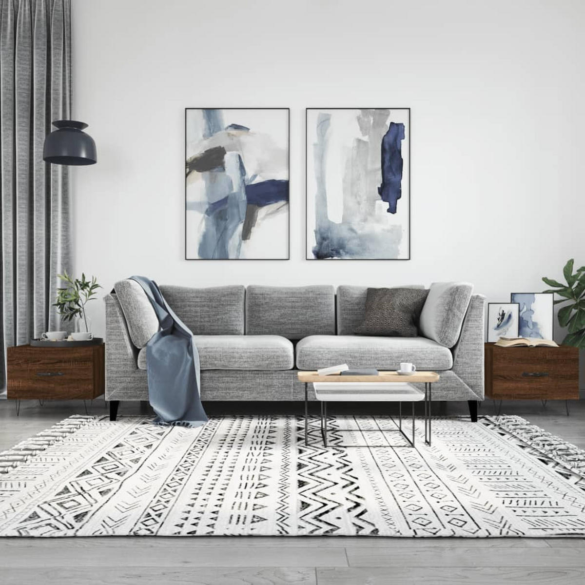 COUCHTISCHE 2 Stk. Braun Eichen-Optik 50x50x40 cm Holzwerkstoff - Braun, Holzwerkstoff (50/50/40cm) - furnicato