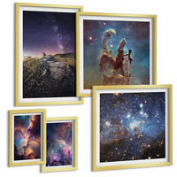 BILDER SET 5er Set - 50x50 cm & 20x30 cm & 40x60 cm Goldrahmen - Wasserfall in der Schlucht - Goldfarben, Kunststoff (40/60cm) - TULUP
