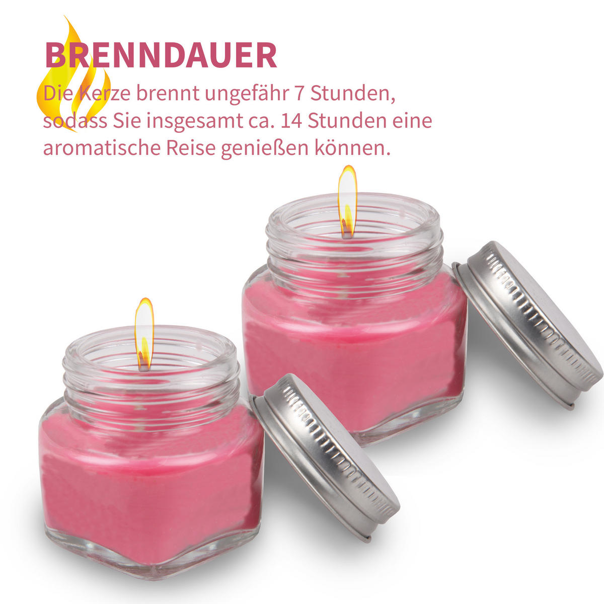 DUFTKERZE im Glas "Fruity Lollipop" mit Deckel, 2er Pack mit je ca. 7 Std. Brenndauer, Ø6cm, Raumduft als Geschenk und Dekoration - Rot, Glas (6/5cm) - HS Candle