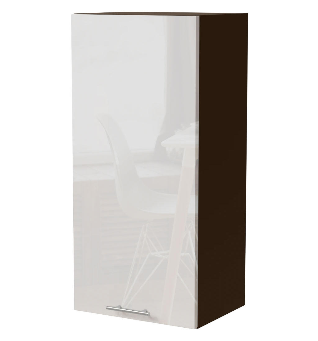 Feldmann-Wohnen Küchenhängeschrank Weiß Hochglanz, Dunkelgrau 45x96x32.5 cm