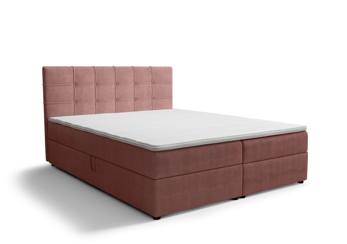 BOXBETT KIDA mit Matratze H3, Bonell und Topper 160x200 Curio 63 - Rosa, Textil (160/200cm) - Bedante