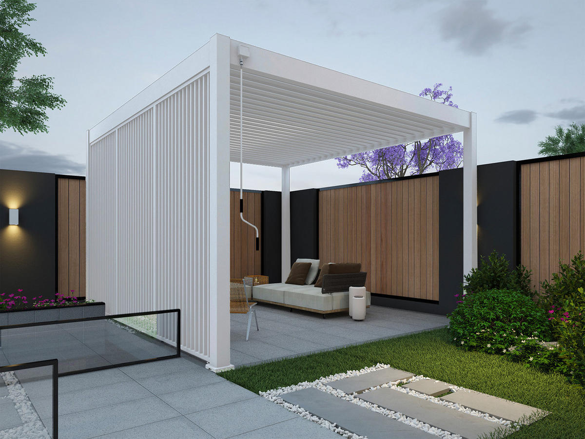 LAMELLENWAND für Pergola 0,93 m aus Aluminium Weiß - Weiß, Metall (93/234/6cm) - WEIDE