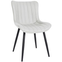 STUHL Lederlook weiß - Schwarz/Weiß, Textil/Metall (50/81/61cm) - CLP