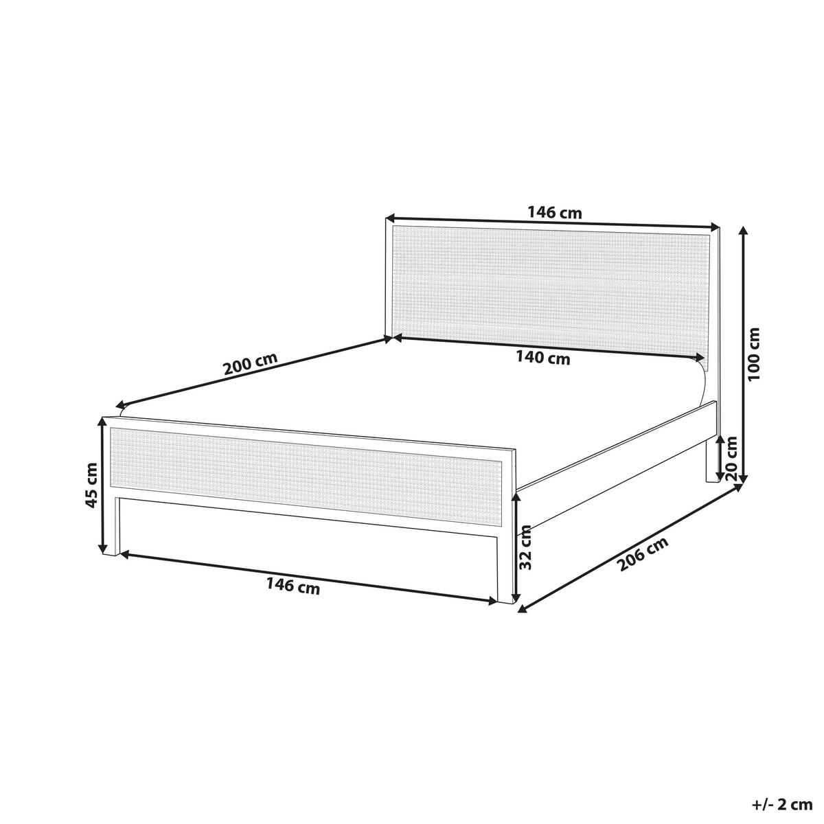 BETT mit Lattenrost 140/200 cm Hellbraun Salernas - Hellbraun/Schwarz, Holz (140/200cm) - Beliani