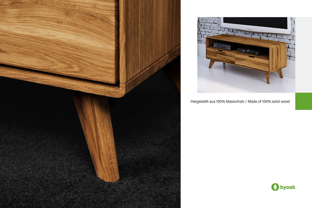 GREG HIFI-SCHRANK Kernbuche - Kernbuche, Holz (120/48/40cm) - byoak