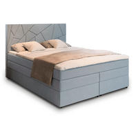BOXBETT TRANI 140x200 cm mit Matratze und Topper - Blau - Hellblau, Holz (140/200cm) - MASSENO