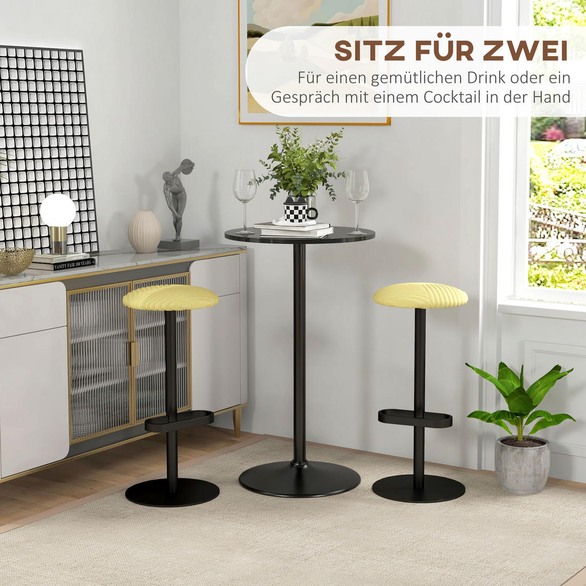 BARTISCH Stehtisch Esstisch Runder Tresentisch für Wohnzimmer, Ø60 x 102 cm - Schwarz, Kunststoff (60/102/60cm) - HOMCOM