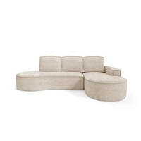 ECKSOFA Flow Beige, mit Schlaffunktion und Kissen in Abriamo Stoff, rechte seite - Beige, Holzwerkstoff/Textil (277/157cm) - Bettso