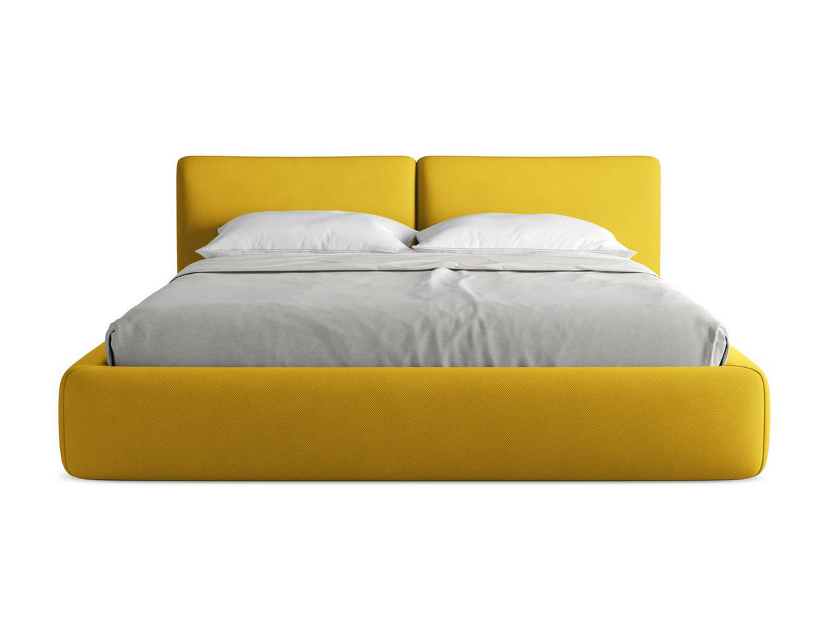 POLSTERBETT mit Bettkasten und Lattenrost 200x228 Gelb - Currygelb/Gelb, Kunststoff/Textil (180/200cm) - Makamii