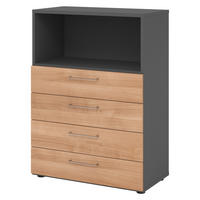 SCHUBLADENSCHRANK - 4 Schübe 42/80/110 cm in Graphitfarben/Nussbaumfarben - Nussbaumfarben/Graphitfarben, Holzwerkstoff (80/110/42cm) - bümö
