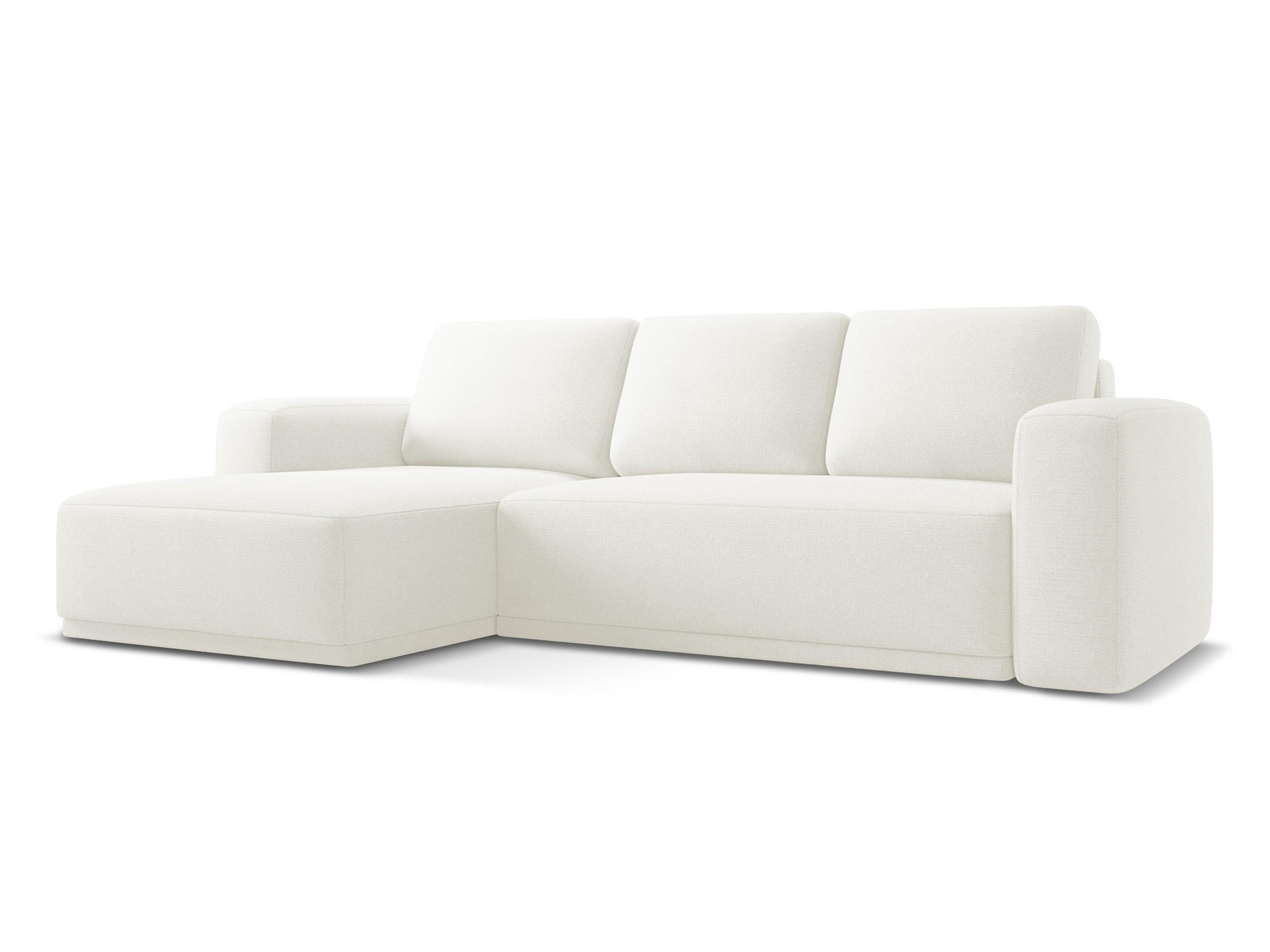 ECKSOFA mit Schlaffunktion Chenille Stoff Weiß - Schwarz/Weiß, Kunststoff/Textil (160/258cm) - Makamii