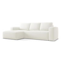 ECKSOFA mit Schlaffunktion Chenille Stoff Weiß - Schwarz/Weiß, Kunststoff/Textil (160/258cm) - Makamii
