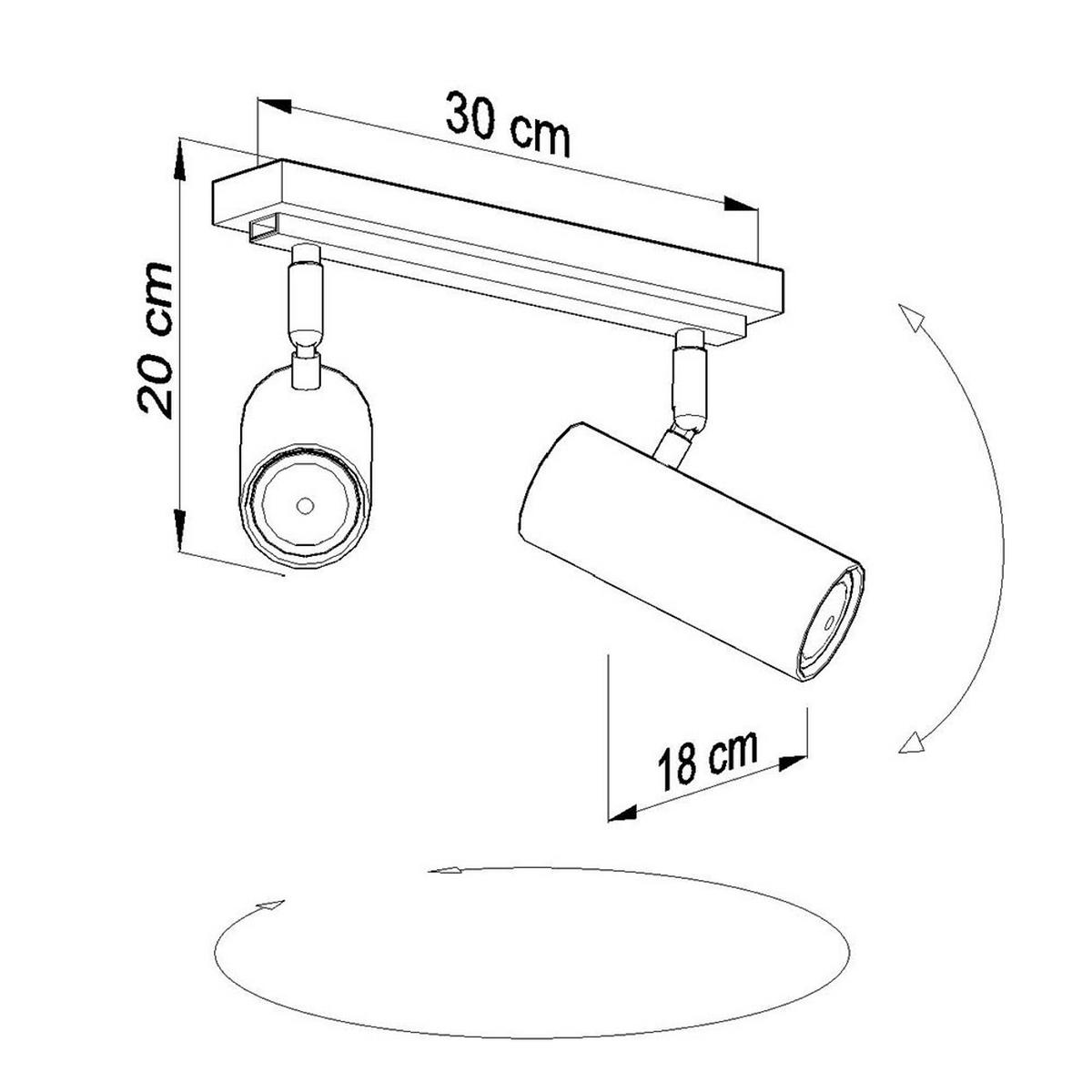 DECKENLEUCHTE Stahl Schwarz mit beweglichen Spots - Schwarz, Metall (30/18/20cm)