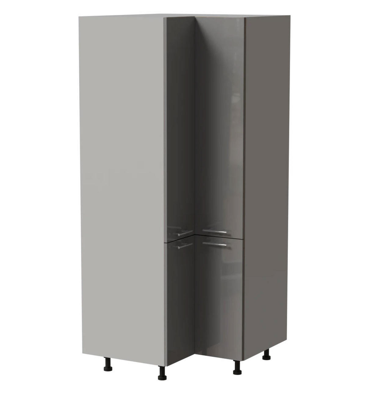 ECKVORRATSSCHRANK Essen D24N/207 Grau Hochglanz / Grau Matt 90 / 90 / 207cm - Grau, Holz/Holzwerkstoff (90/207/90cm) - Feldmann-Wohnen