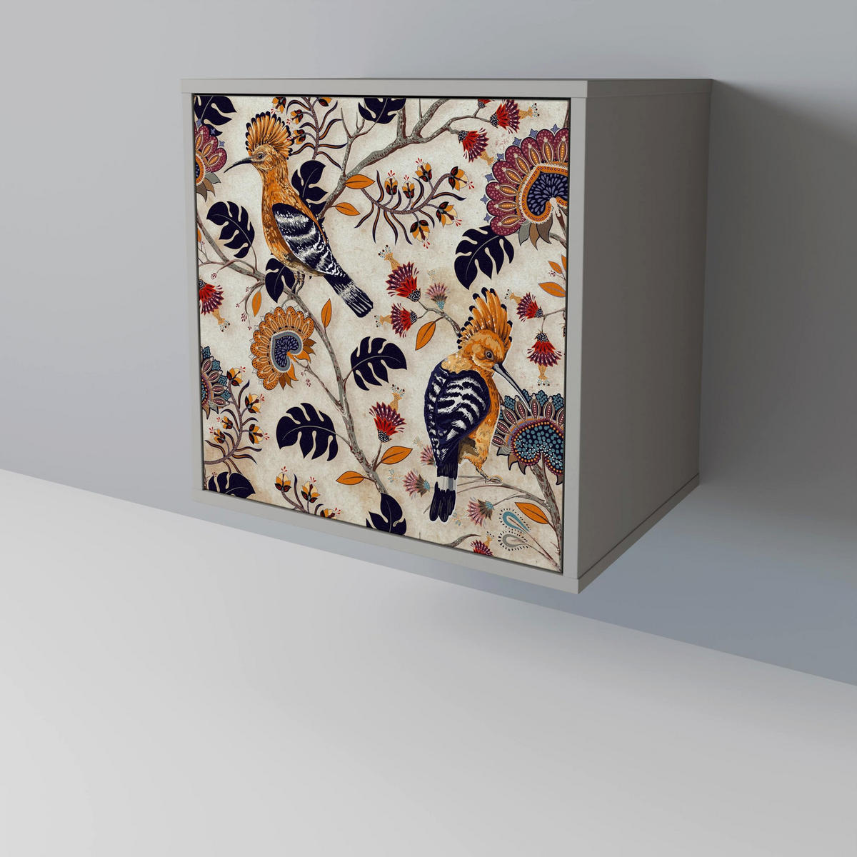 SIDEBOARD EMINENT HOOPOE, Grau, 57,5x42x77,5 cm, Schräge Buchenholzfüße - Buchefarben/Multicolor, Holzwerkstoff/Buchenholz (57.5/77.5/42cm) - SpaceRebels
