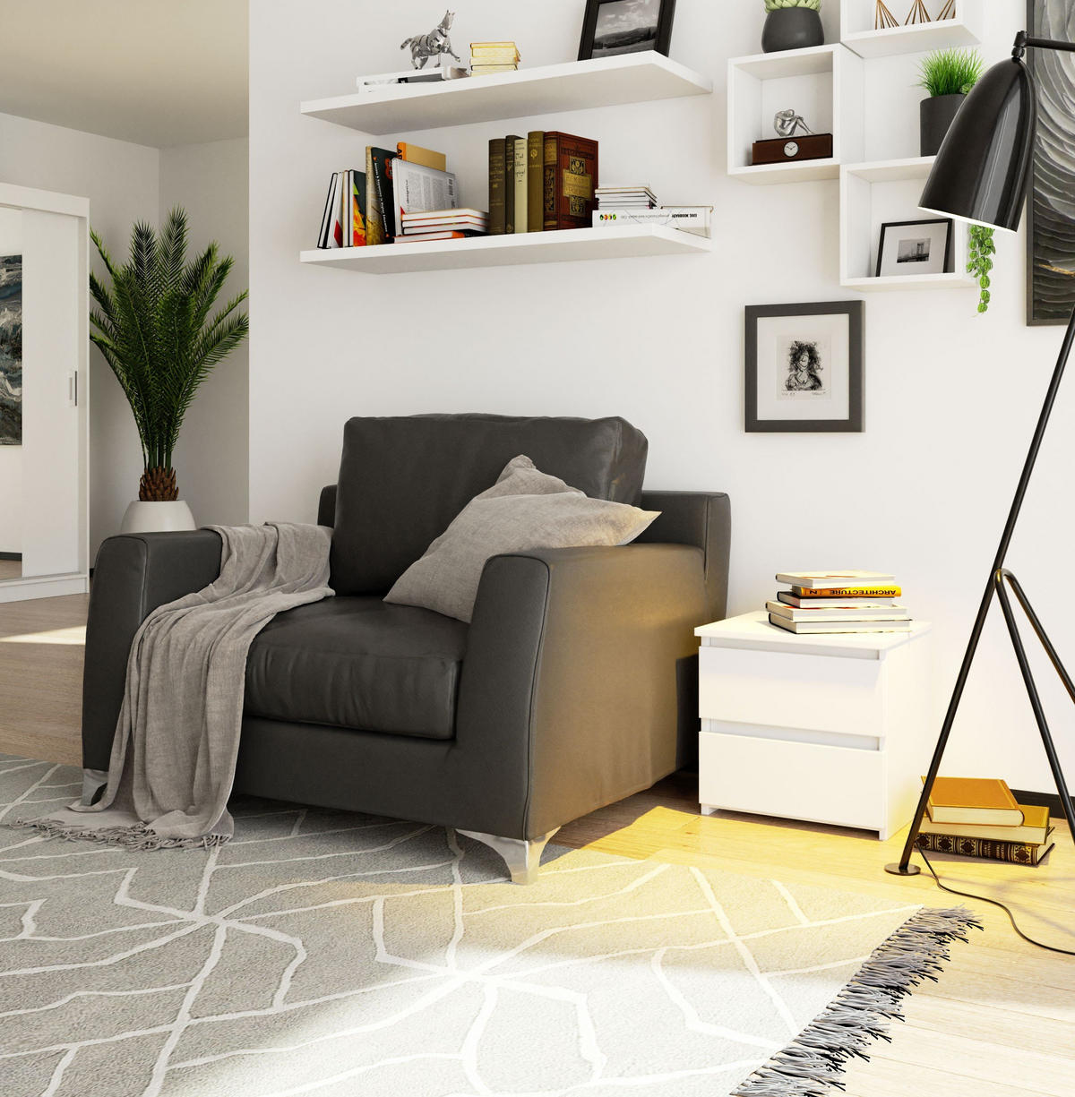 NACHTSCHRANK CL2, Weiß, 40x35x40 cm - Weiß, Holz (40/40/35cm) - Milordbikes