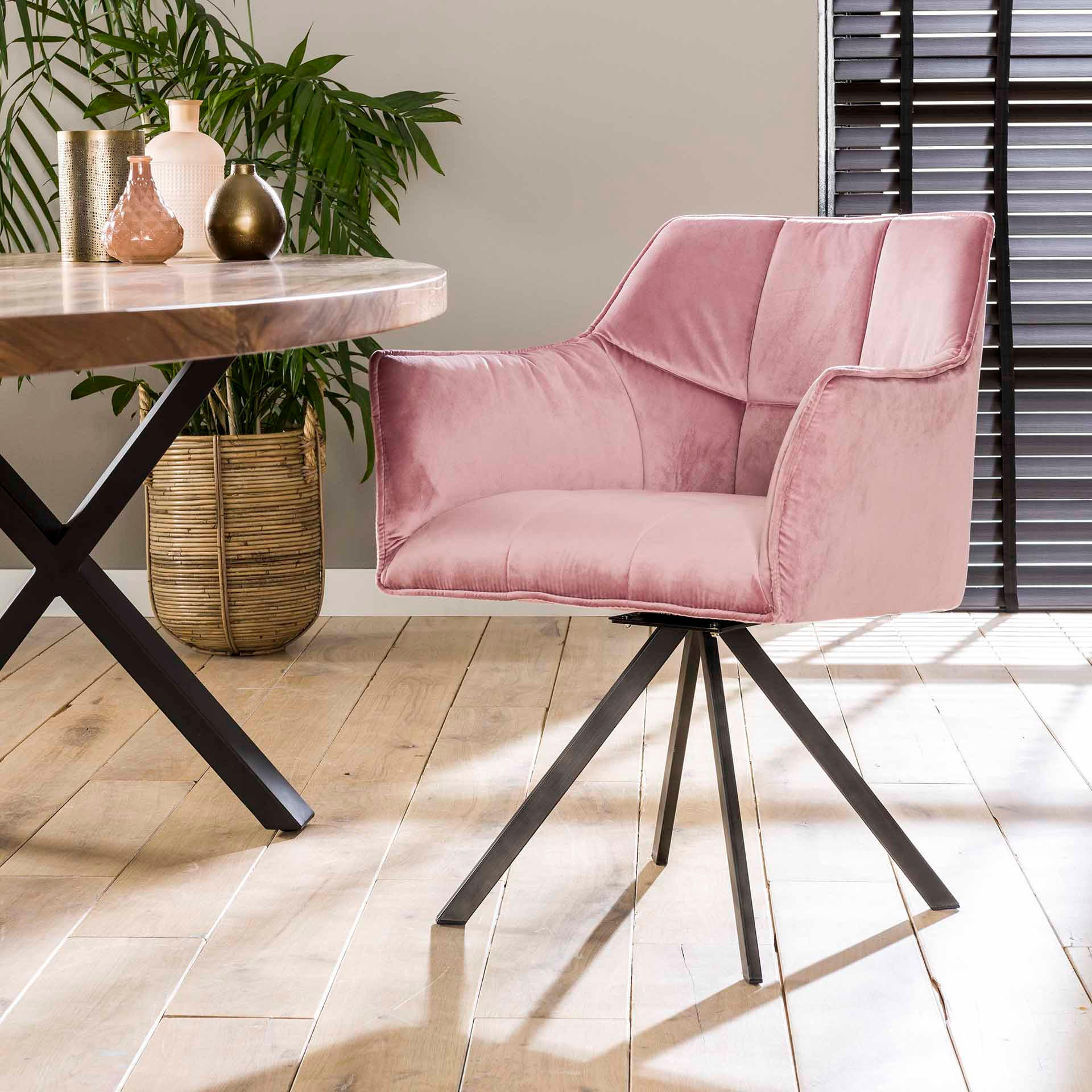 ESSZIMMERSTUHL Raster Rosa 63/60/81 cm - Pink, Metall (60/81/63cm) - Hoyz Collection