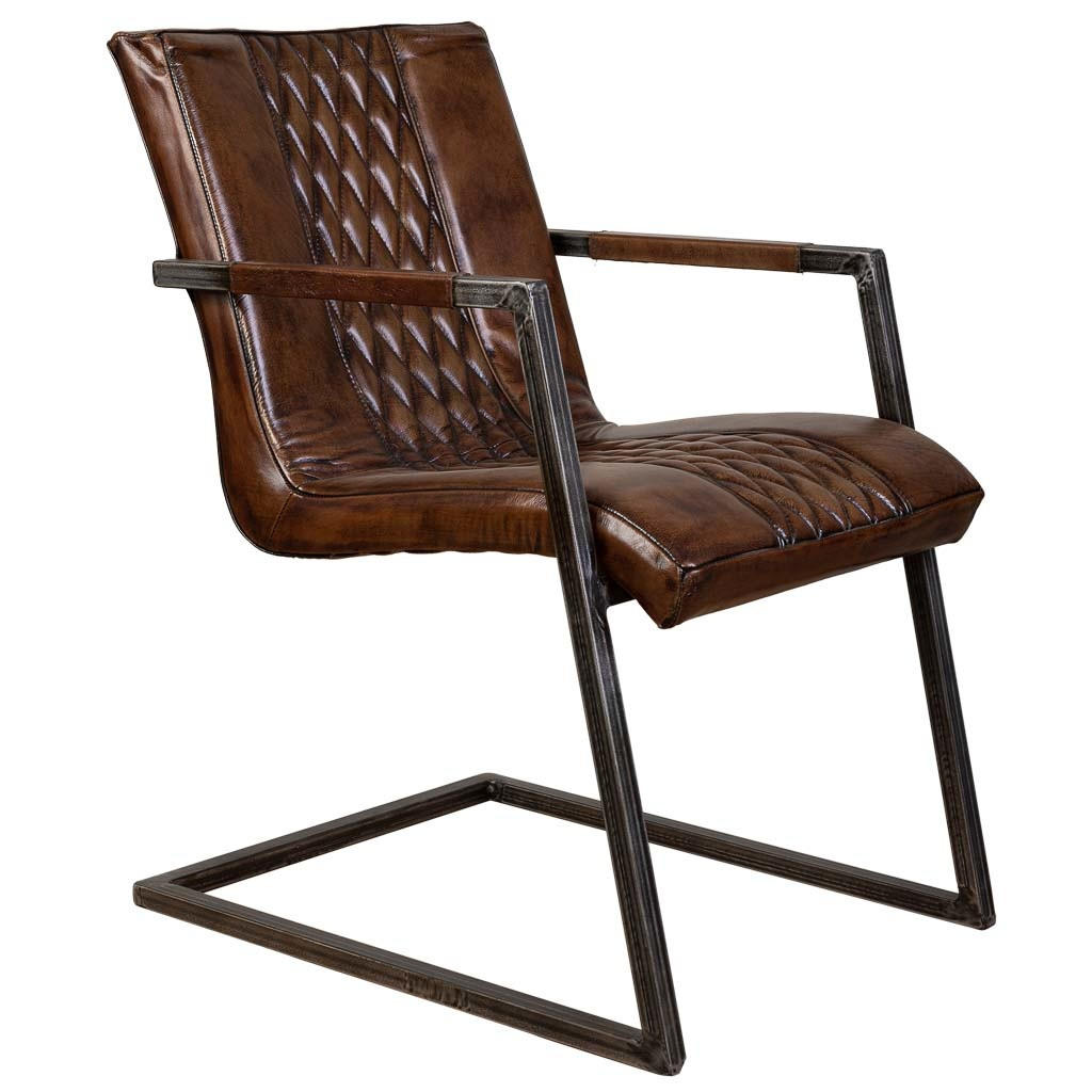 STUHL aus Metall und Leder, 51x65x82 cm braun - Braun, Metall (51/82/65cm) - Wanderlust