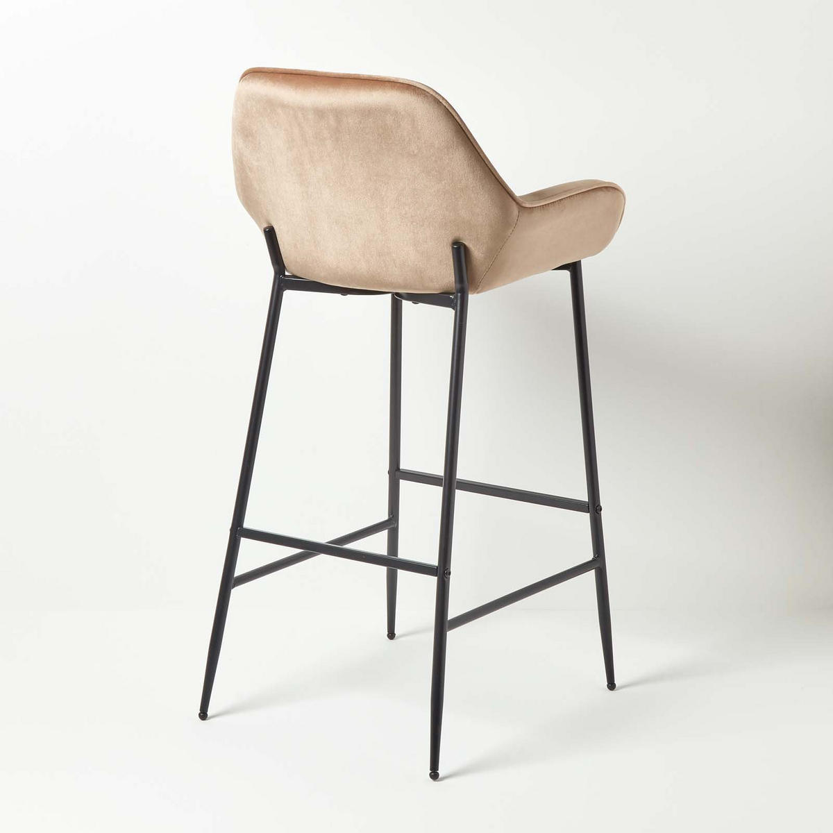 BARSTUHL Eton, Samt mit Rückenlehne - Champagner, Textil (50/103/51cm) - Homescapes