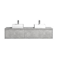 DOPPELWASCHTISCH - 150 cm x 47 cm - Holz, Platte - Hellgrau - ISAURE - Hellgrau, Holz (150/32/47cm) - Vente-Unique