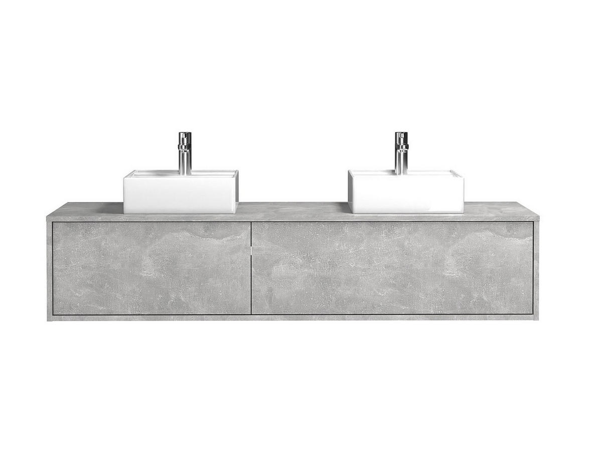 DOPPELWASCHTISCH - 150cm x 47cm - Holzspan - hellgrau - ISAURE - Hellgrau, Holz (150/32/47cm) - Vente-Unique