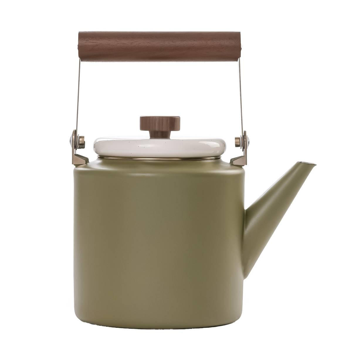 KAFFEEKANNE Emaille olive 2-Tone-creme 3,2L - Grün, Metall (3.2L) - BAREBONES
