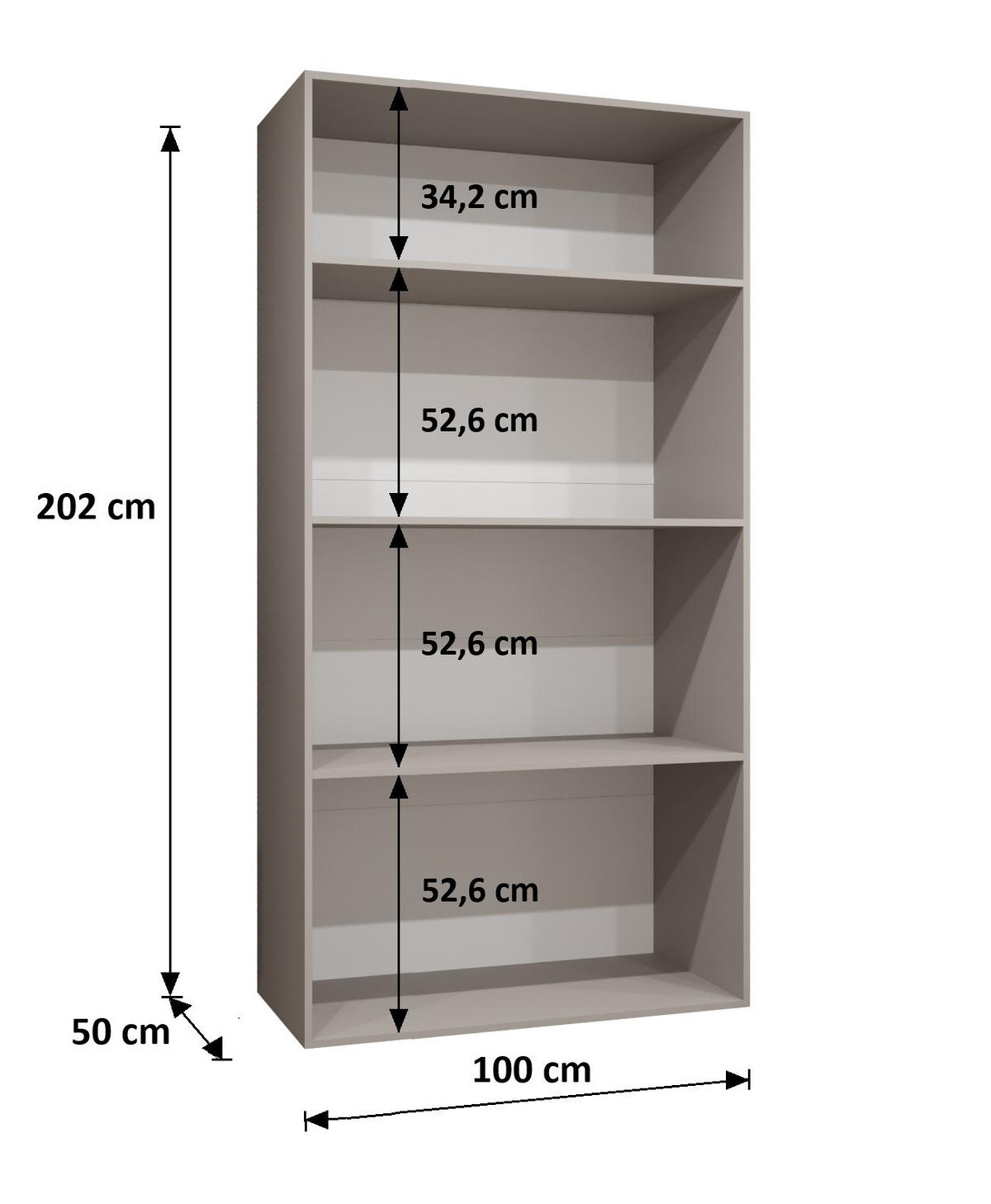 DREHTÜRENSCHRANK 202/100/52 2-türig - Kaschmir/Schwarz, Holz (100/202/52cm) - Abiks Möbel