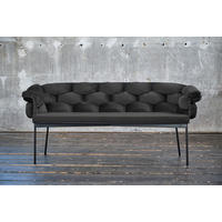 SITZBANK MONTY Schwarz Velvet - Schwarz, Textil (180/78/62cm) - KAWOLA