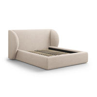 BETT mit Bettkasten und Kopfteil Miley aus Chenille-Stoff beige 200x200cm - Beige, Textil (200/200cm) - Micadoni