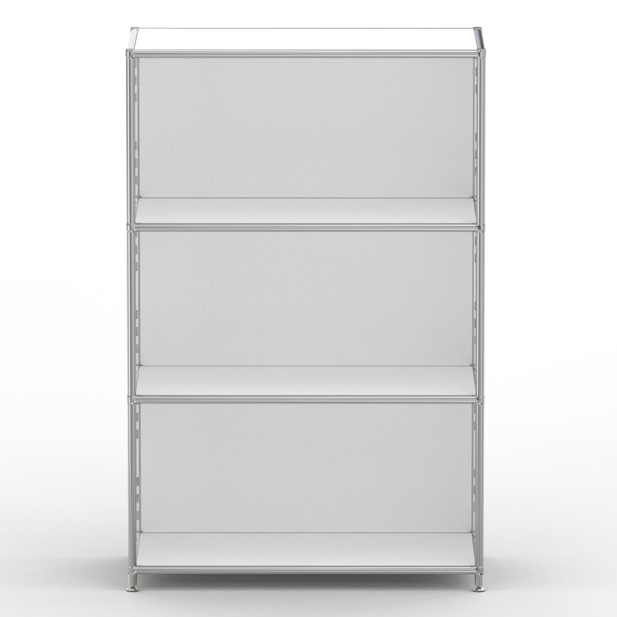 AKTENSCHRANK Büro, 3 offene Fächer, Breite 77 cm, Signalweiß - Chromfarben/Weiß, Metall (40/118/77.2cm) - Versee
