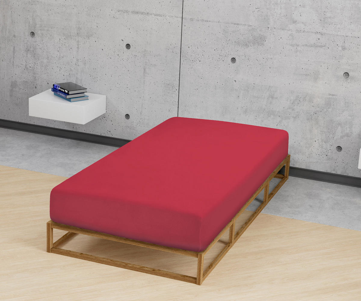 SPANNBETTTUCH Jersey rubin, 140x200 cm - 160x220 cm - Dunkelrot, Textil (160/220cm) - biberna