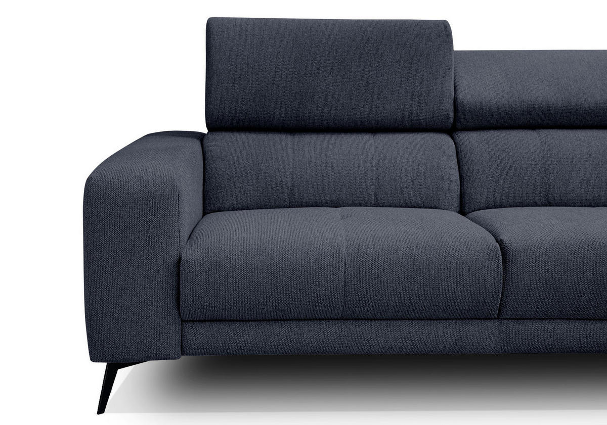 ECKSOFA MORELLO 5-Sitzer, dunkelblau - Schwarz/Dunkelblau, Holzwerkstoff/Textil (287/228cm) - Courtois Laville