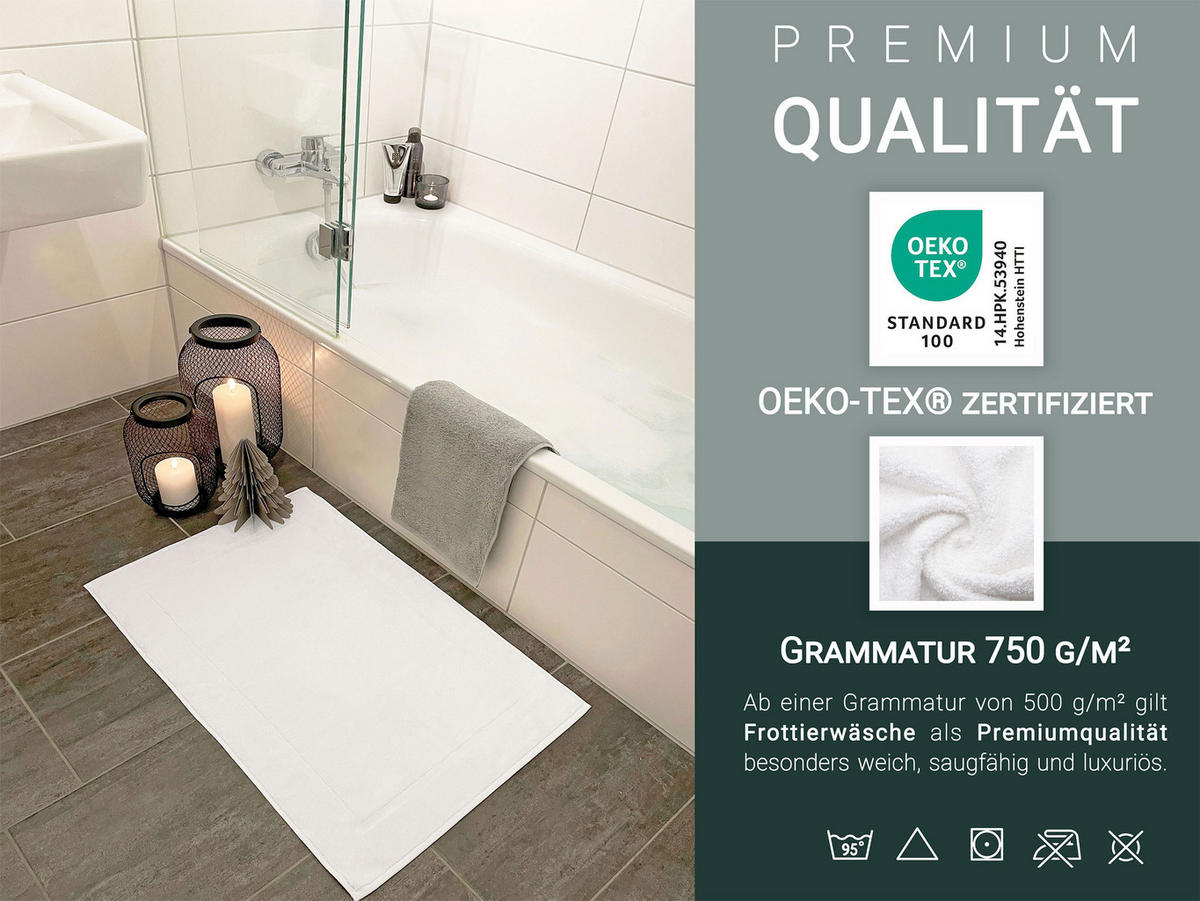 BADEMATTE, 2er-Set, 50x80 cm, 100% Baumwolle, Weiß - Weiß, Textil (50/80cm) - Zollner