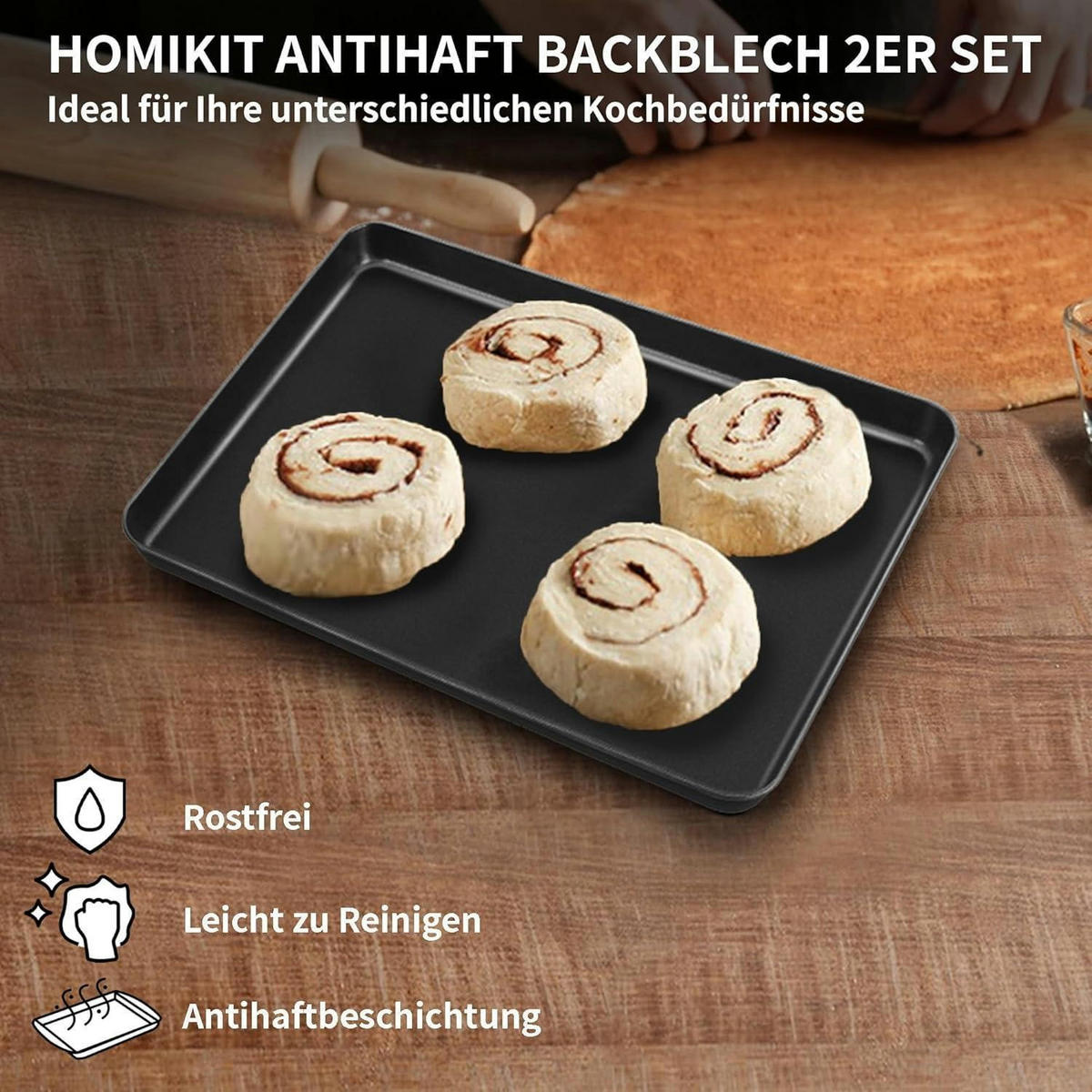BACKBLECH 2er Set Karbonstahl 23,7 cm - Schwarz, Metall (17.7/2.5/23.7cm)