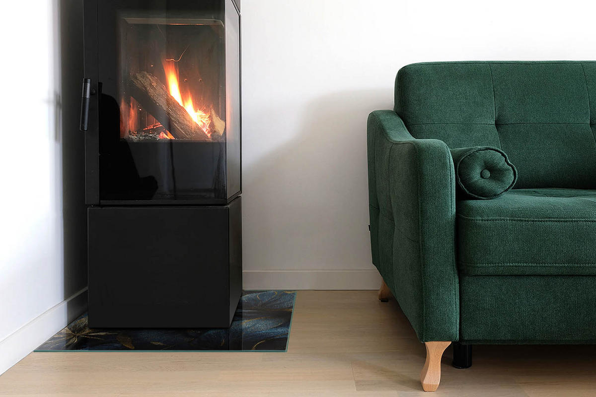 GLASPLATTE für Kamin 50x50 cm - Dunkelblau, Glas (50/50/0.4cm) - TULUP