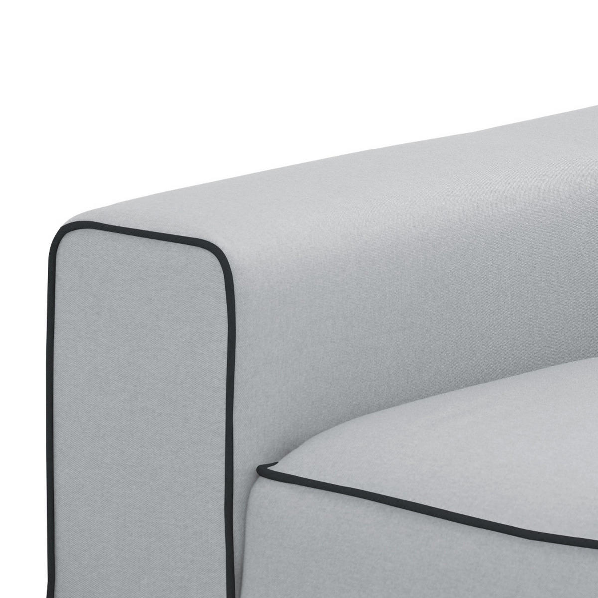 ECKSOFA mit Longchair - Webstoff - Hellgrau/Schwarz, Textil/Metall (285/168cm) - home24