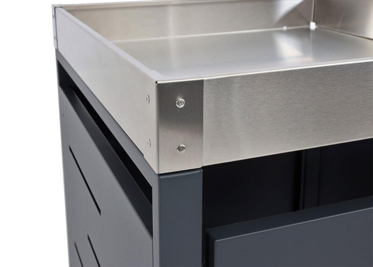 MÜLLTONNENBOX 2er 110x115x62cm 80-240 Liter - Anthrazit, Metall (115/110/62cm) - PROREGAL