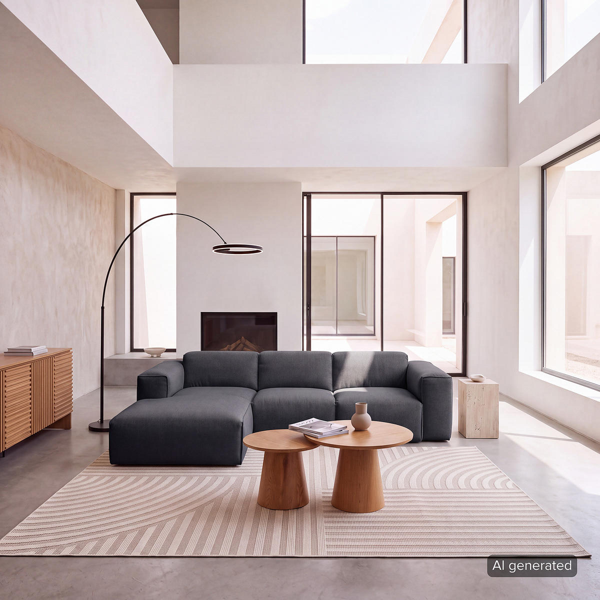 3-SITZER ECKSOFA mit Longchair - Schwarz/Grau, Kunststoff/Textil (251/173cm) - home24