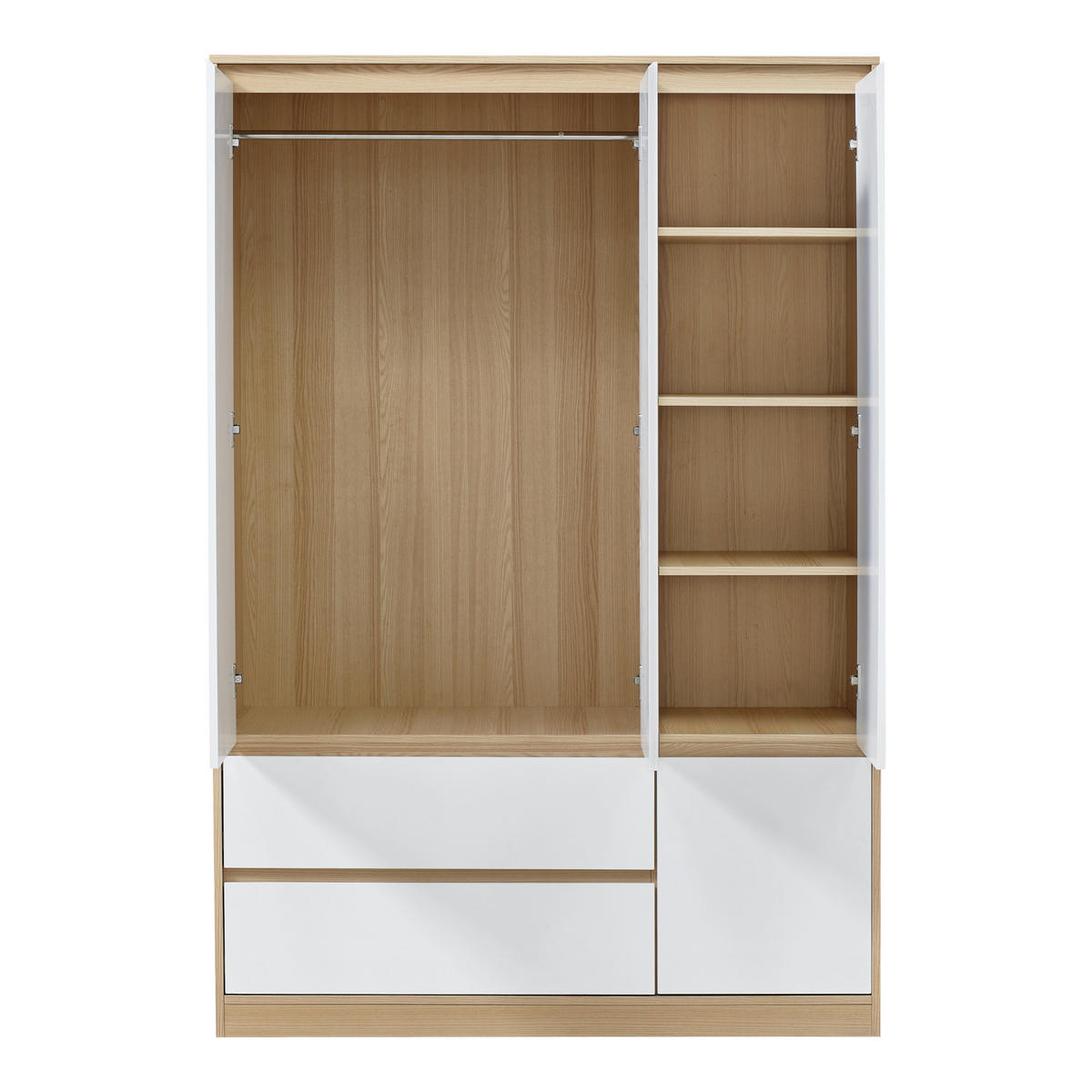 KLEIDERSCHRANK Bastheim - Eichefarben/Weiß, Holzwerkstoff (120/176/52cm) - [en.casa]