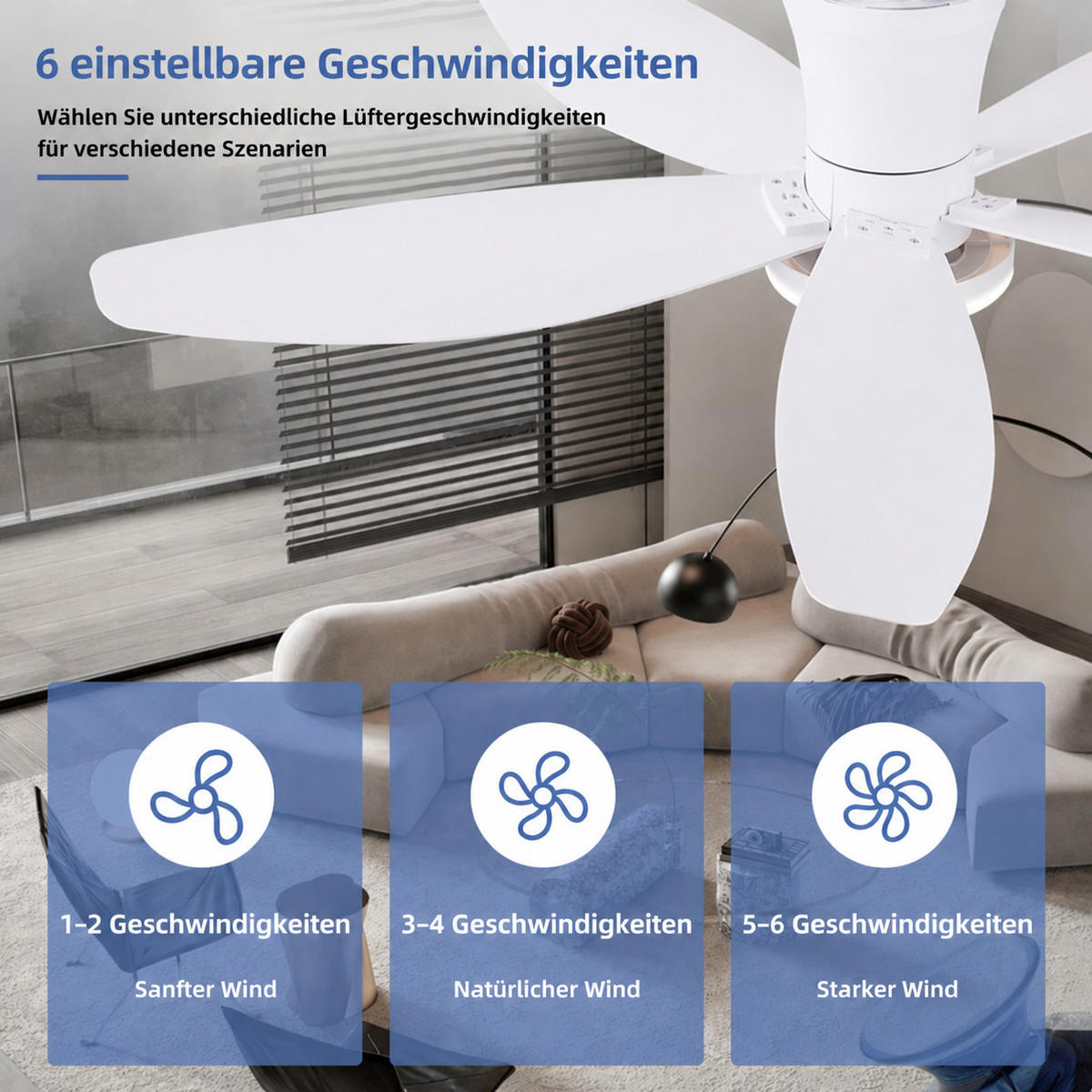 DECKENVENTILATOR Weiß 91,4 cm mit LED und leisem DC-Motor - Weiß, Kunststoff (91.4/91.4/21.8cm) - Surtime