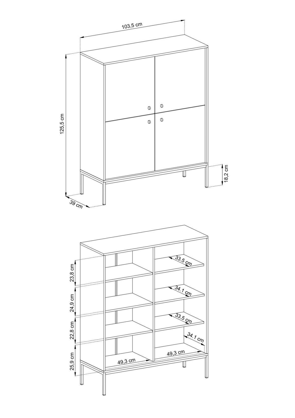 KOMMODE, marineblau, 103,5 x 125,5 x 39 cm - Blau, Holzwerkstoff (103.5/125.5/39cm) - 3XE LIVING