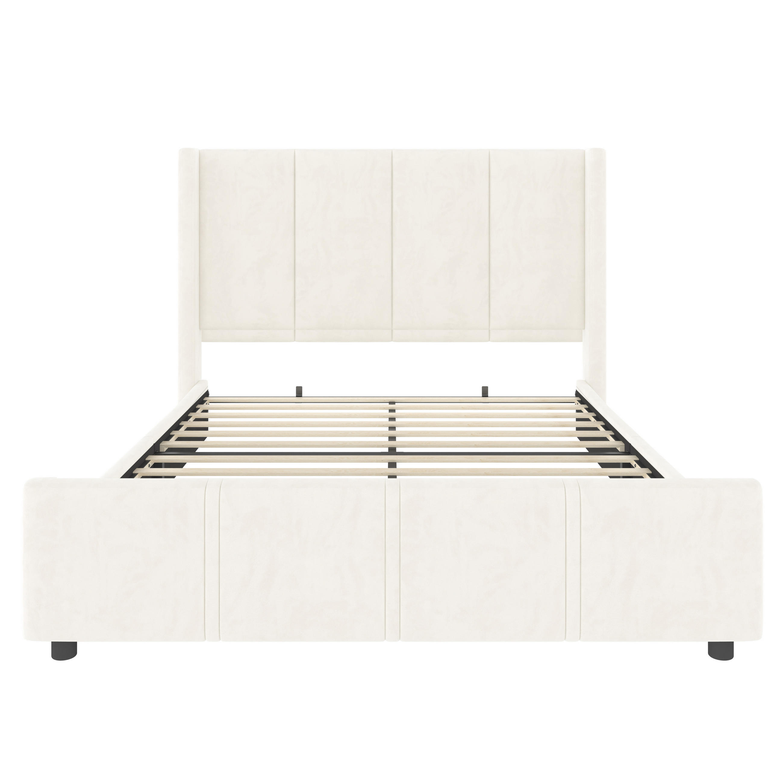 POLSTERBETT 160/200 cm DE-03565, mit hohem Kopf- und Fußteil, in Beige - Beige, Metall (160/200cm) - ComfortXL