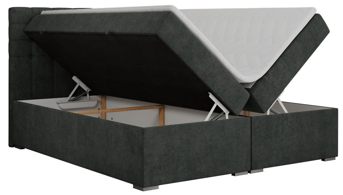 BOXBETT SUSAN 120/200 Dunkelgrau Struktur - H3 - Dunkelgrau, Holz/Textil (120/200cm) - MKS