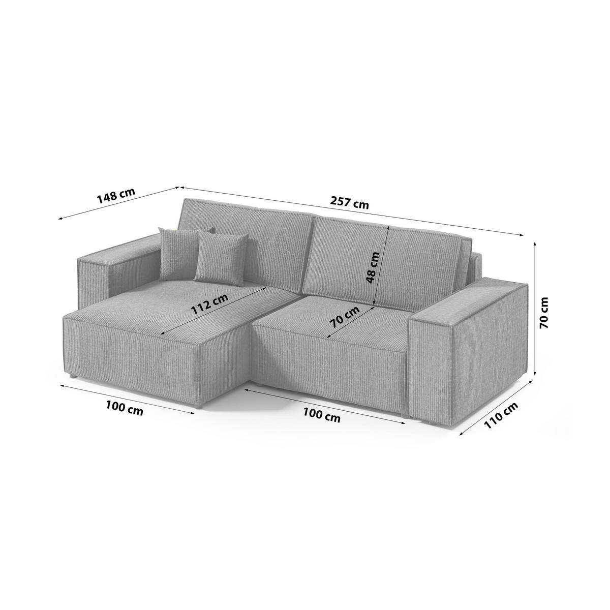 ECKSOFA Schlaffunktion Sekwana mini Dunkelgrau - Dunkelgrau, Textil (148/257cm) - Fedve