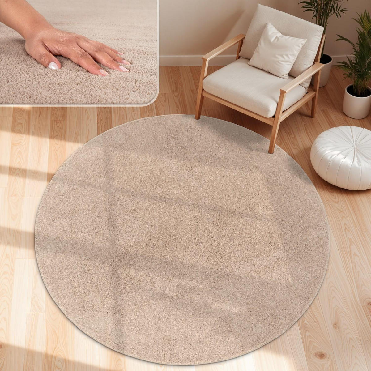 KURZFLORTEPPICH 200/200 cm Cadiz 630 - Beige, Kunststoff (200/200cm) - Paco Home
